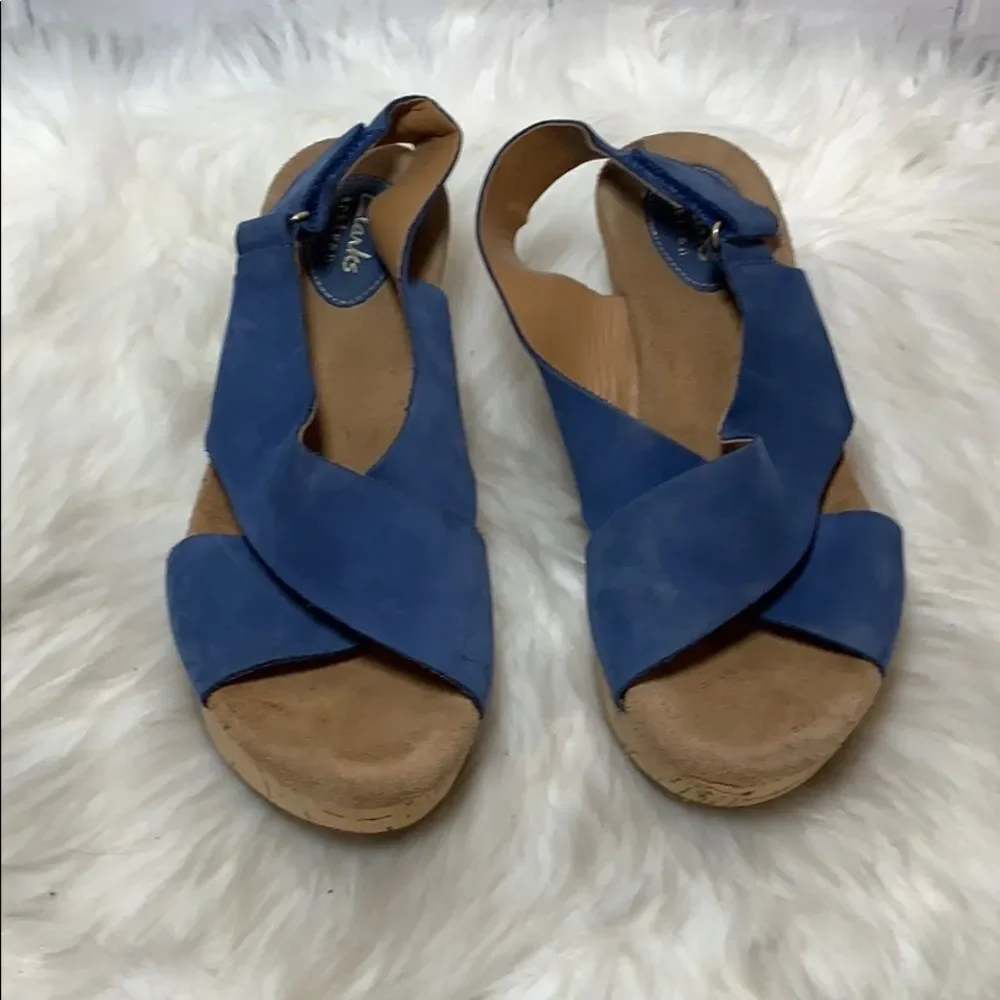 Clarks Artisan Annadel Blue‎ Suede Platform Sandals